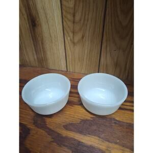 2 Vintage Anchor Hocking/Fire King White Milk Glass Custard Cup Ramekin #434